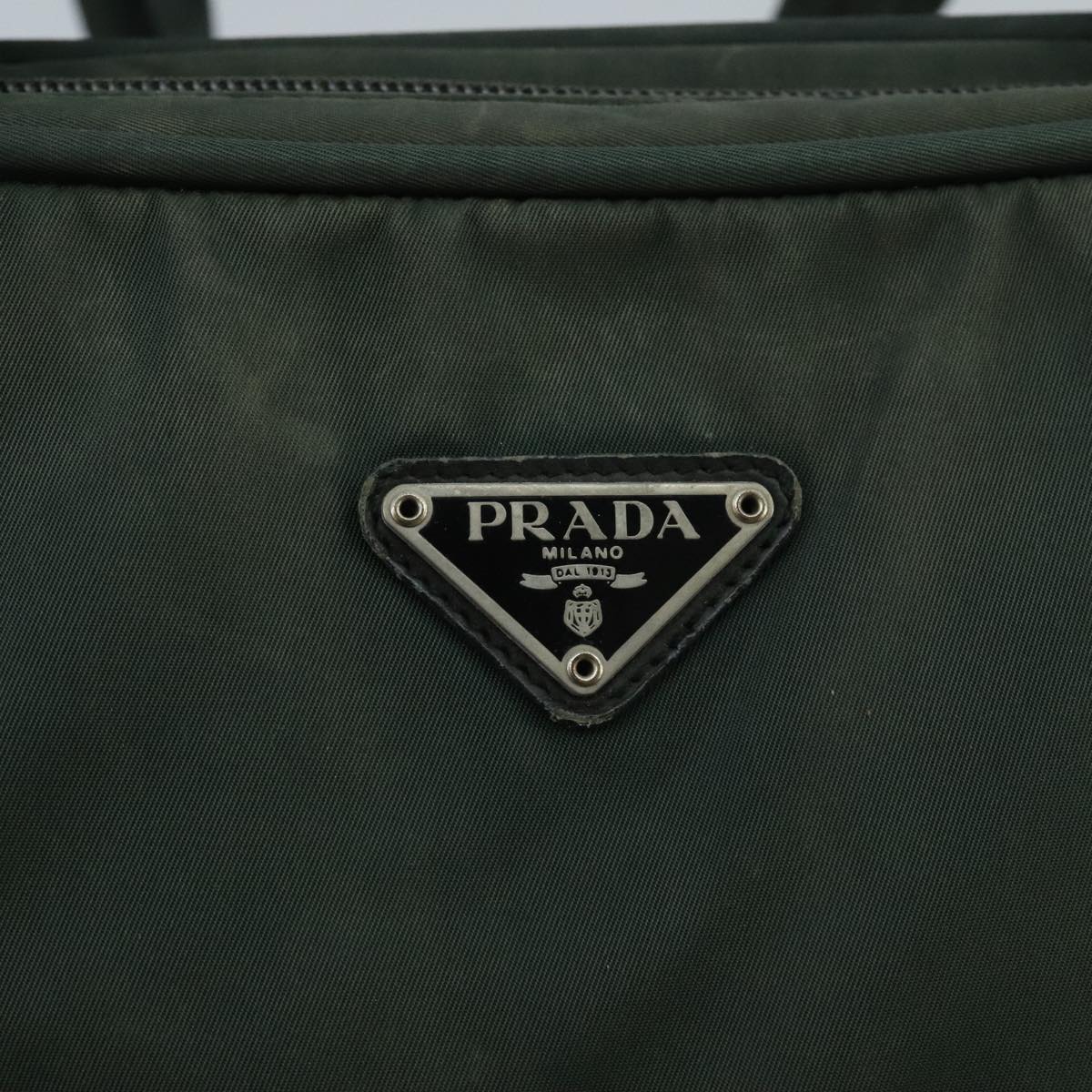 PRADA Hand Bag Nylon Green Auth 100186