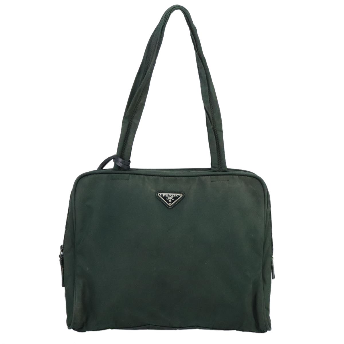 PRADA Hand Bag Nylon Green Auth 100186