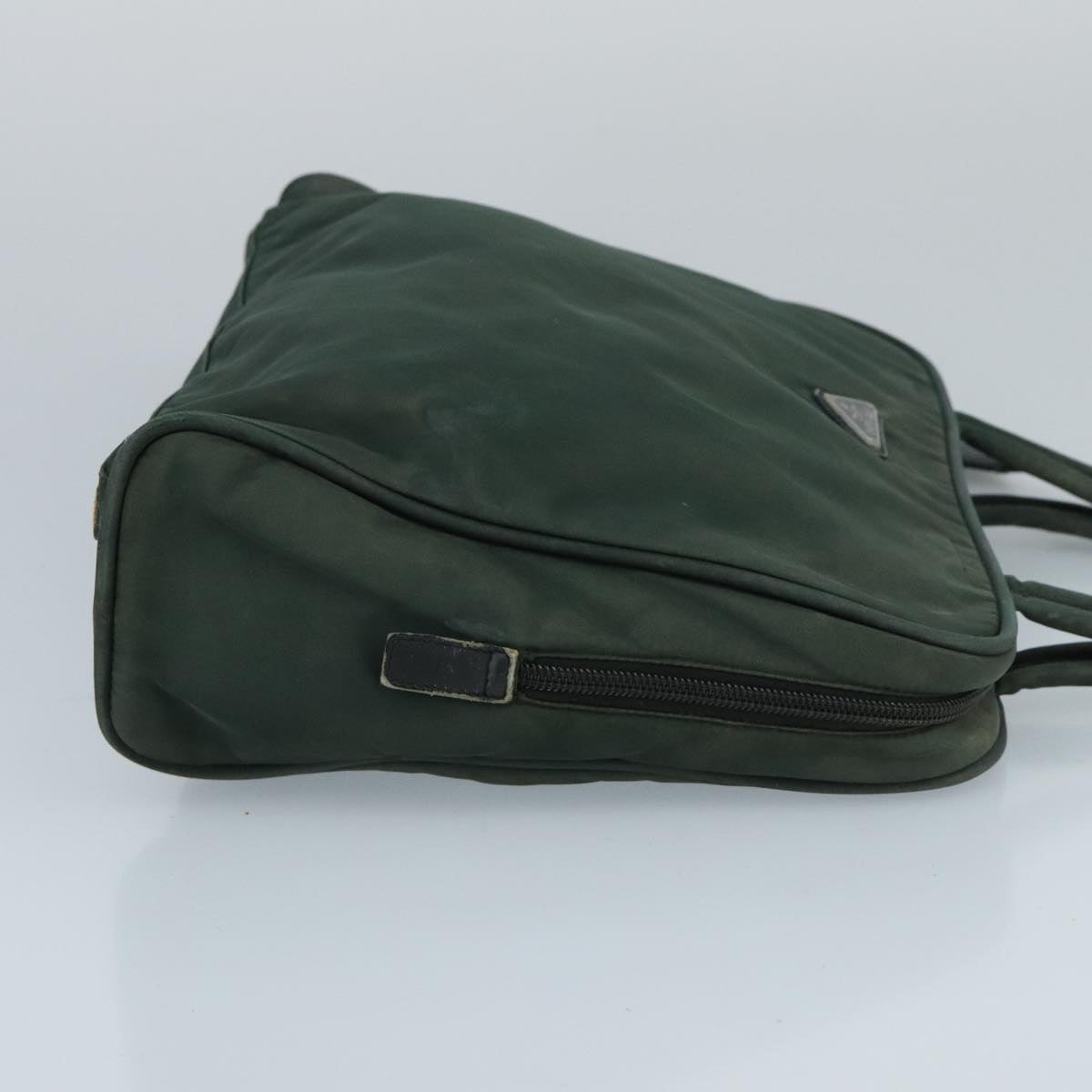 PRADA Hand Bag Nylon Green Auth 100186