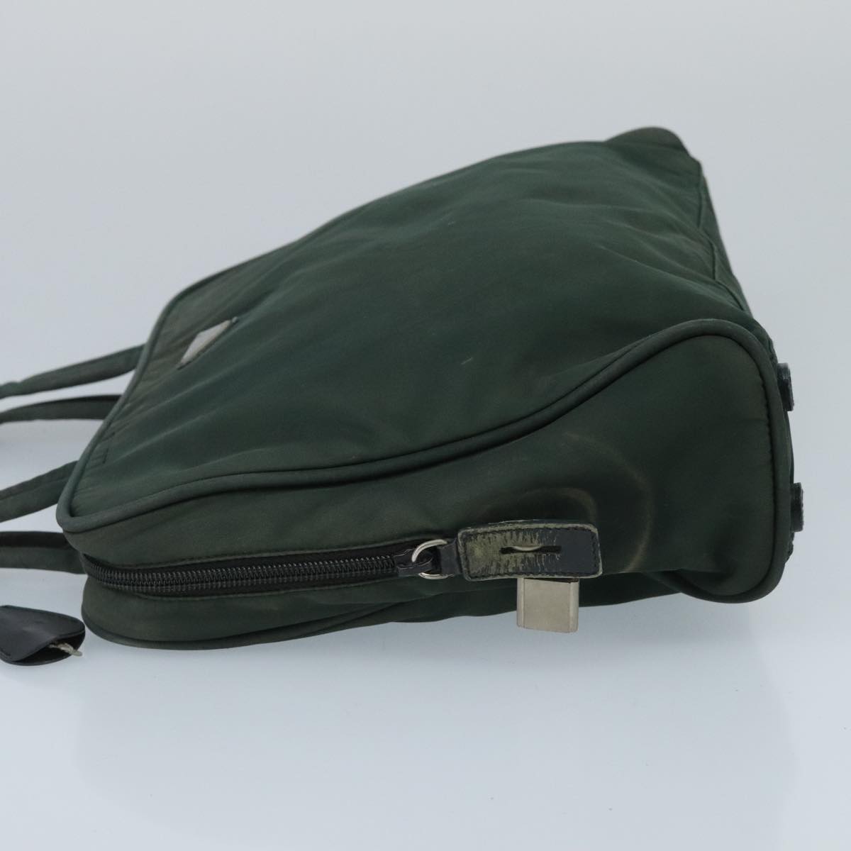 PRADA Hand Bag Nylon Green Auth 100186