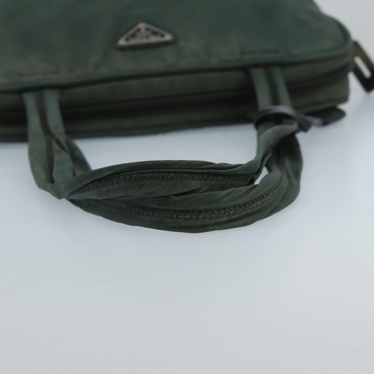 PRADA Hand Bag Nylon Green Auth 100186