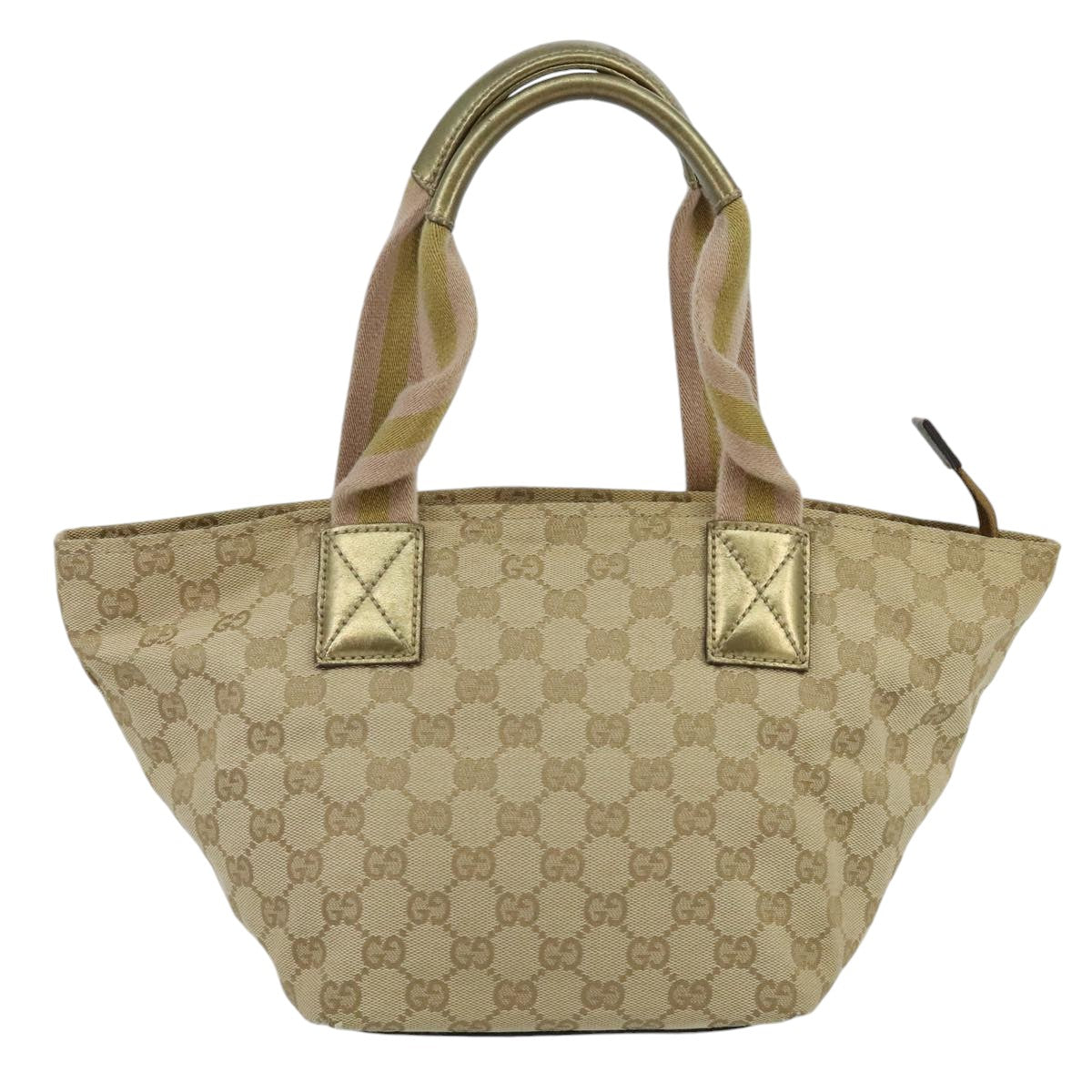 GUCCI GG Canvas Sherry Line Tote Bag Beige Pink gold 131228 Auth 100187 - 0