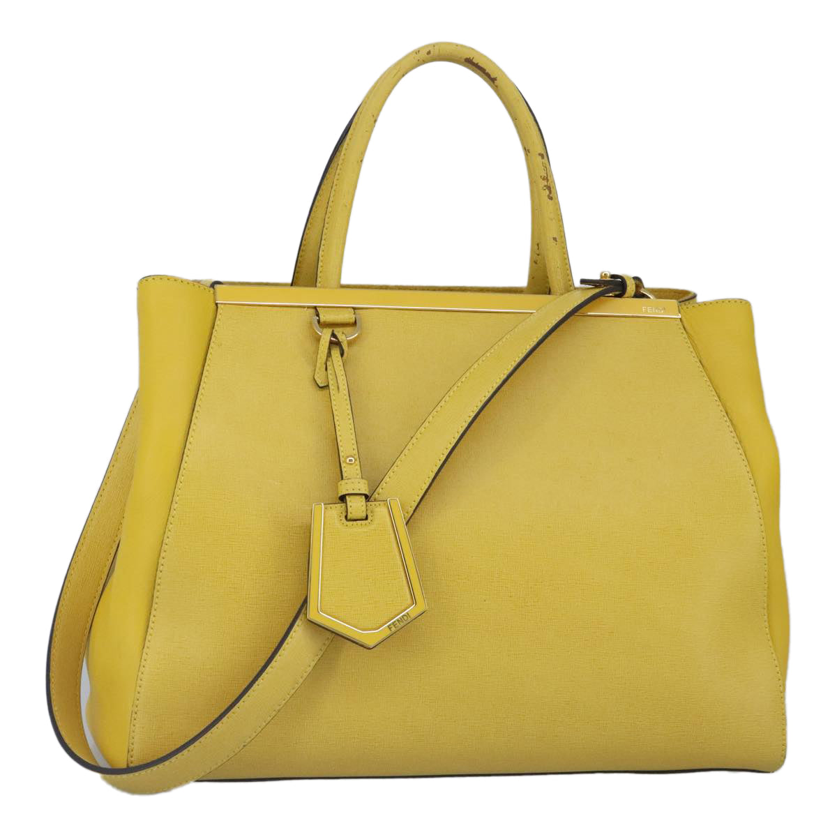 FENDI To joule Hand Bag Leather 2way Yellow Gold Auth 100188