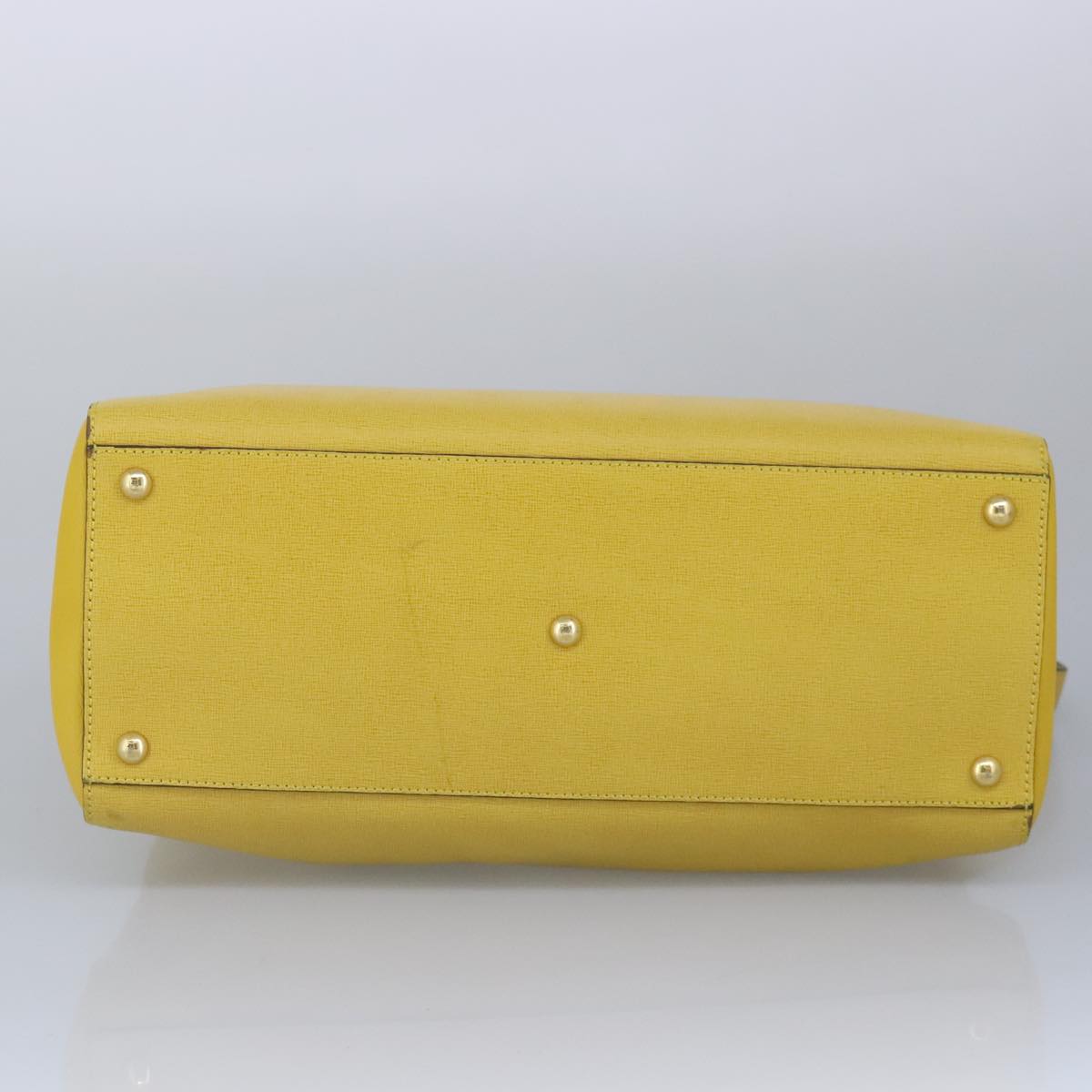 FENDI To joule Hand Bag Leather 2way Yellow Gold Auth 100188