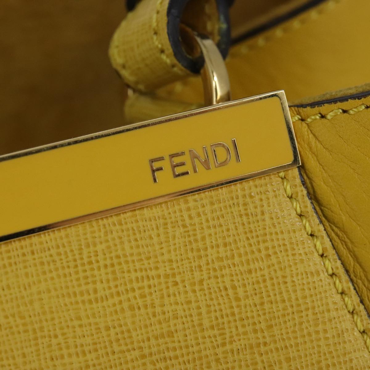 FENDI To joule Hand Bag Leather 2way Yellow Gold Auth 100188