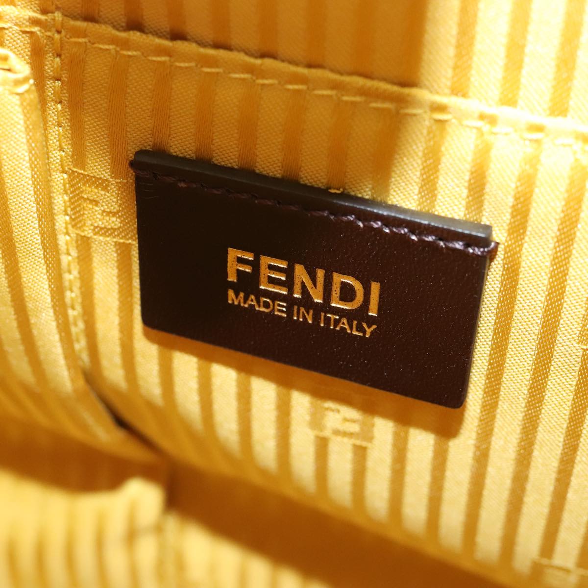 FENDI To joule Hand Bag Leather 2way Yellow Gold Auth 100188