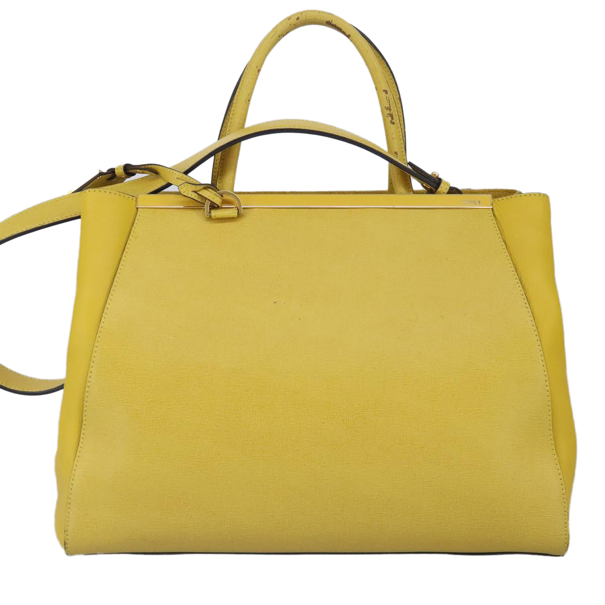 FENDI To joule Hand Bag Leather 2way Yellow Gold Auth 100188 - 0