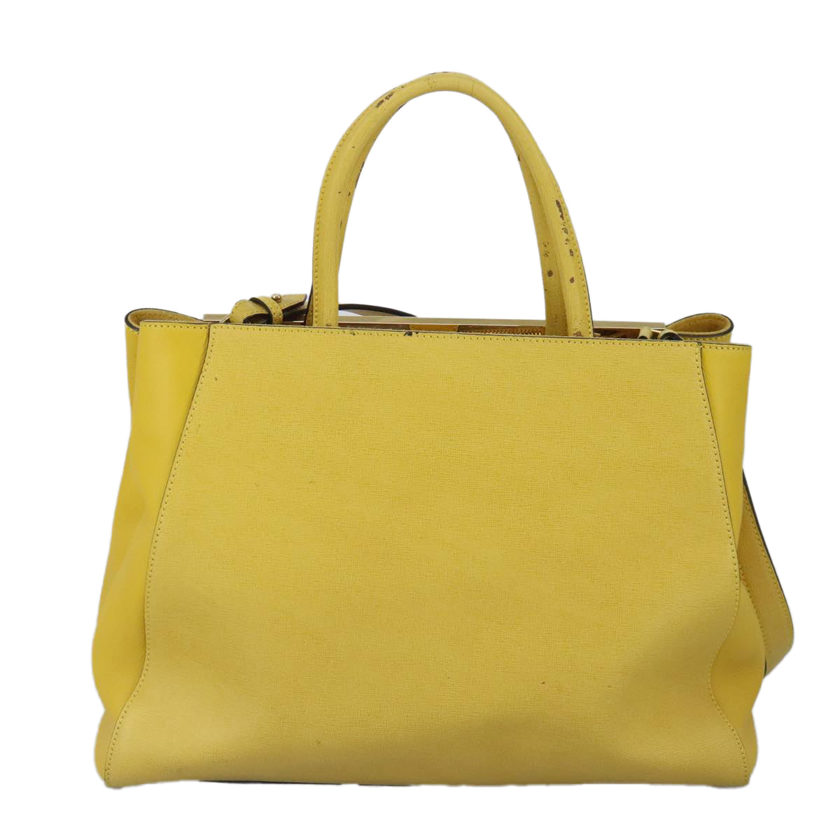 FENDI To joule Hand Bag Leather 2way Yellow Gold Auth 100188