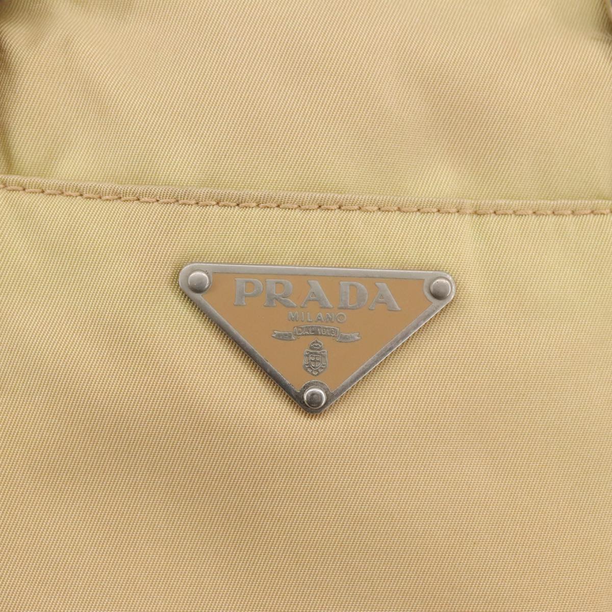 PRADA Hand Bag Nylon 2way Beige Silver Auth 100191