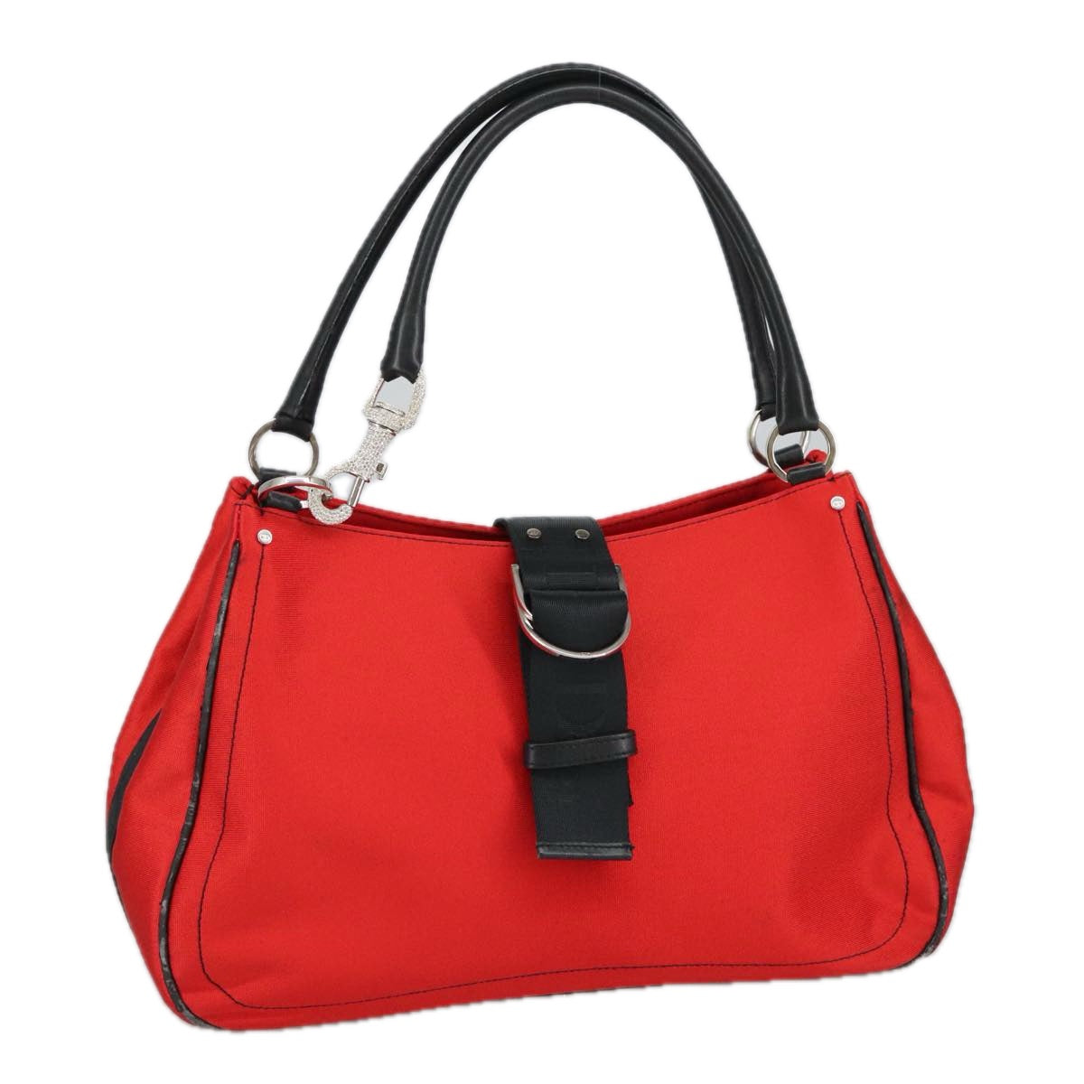 Christian Dior Hardcore Shoulder Bag Canvas Silver Red Auth 100209