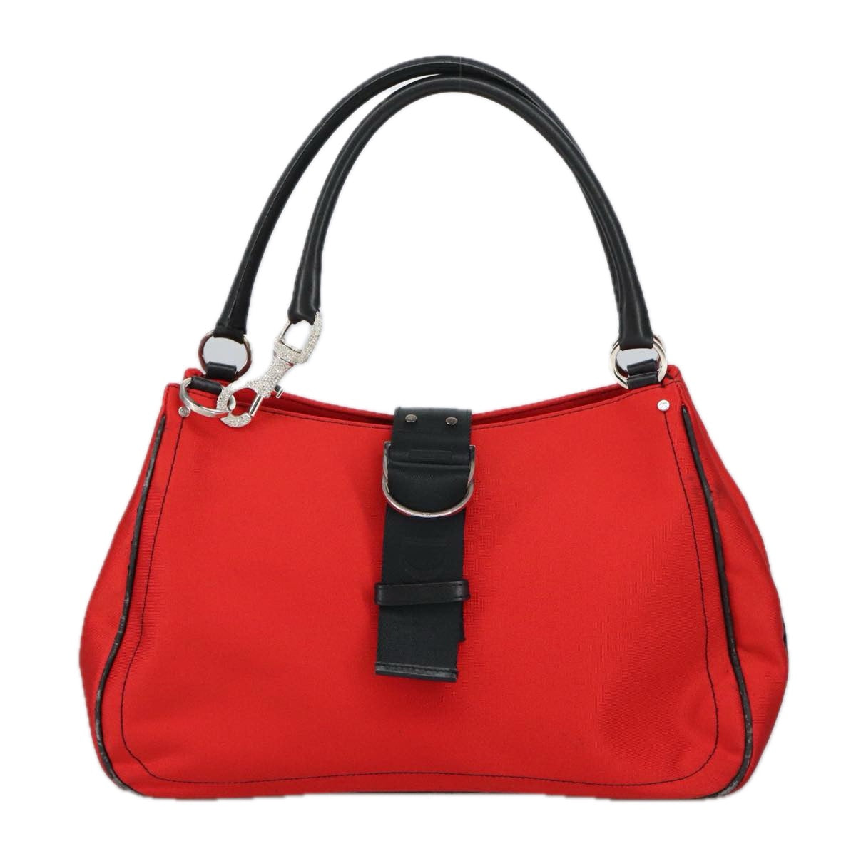 Christian Dior Hardcore Shoulder Bag Canvas Silver Red Auth 100209