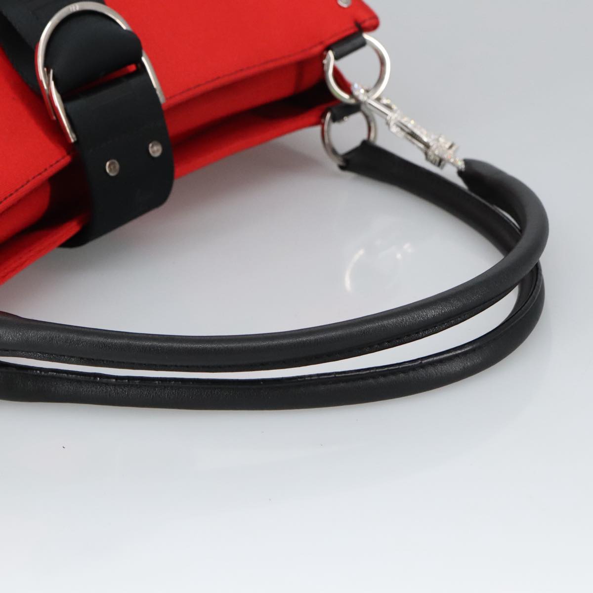 Christian Dior Hardcore Shoulder Bag Canvas Silver Red Auth 100209