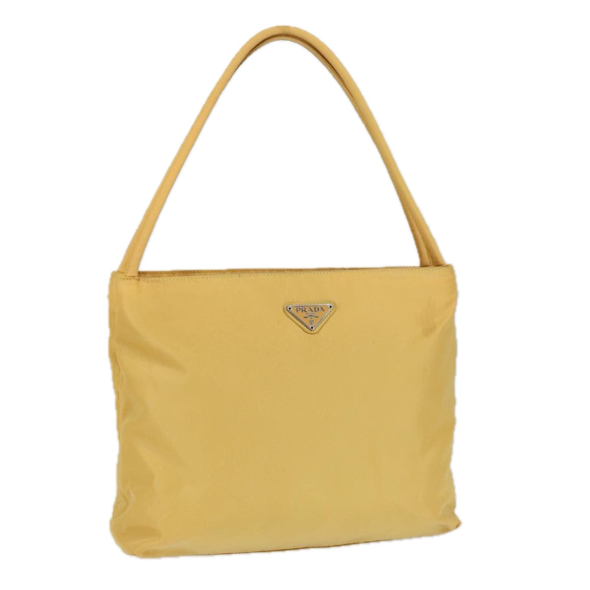 PRADA Tote Bag Nylon Yellow Silver Auth 100215