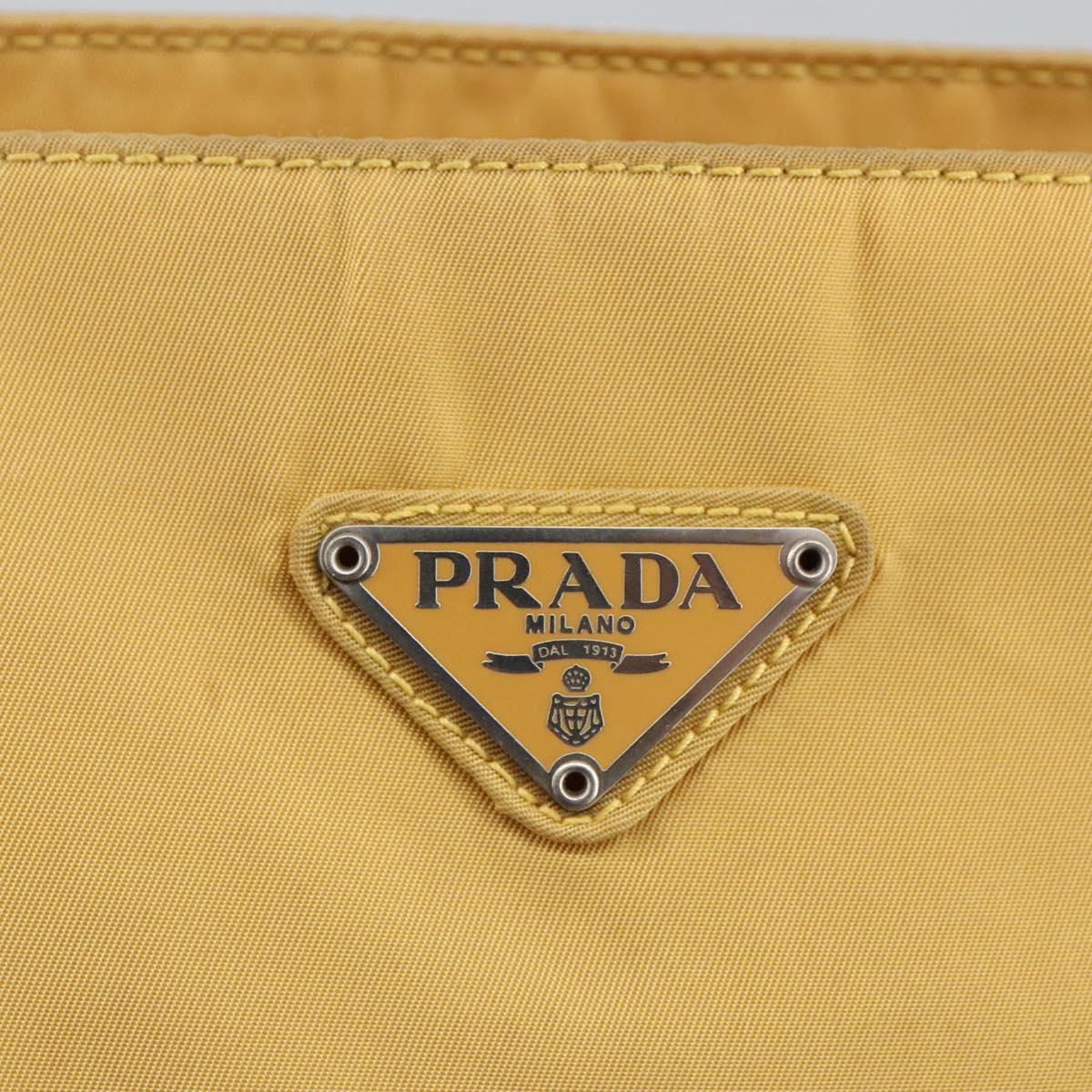 PRADA Tote Bag Nylon Yellow Silver Auth 100215