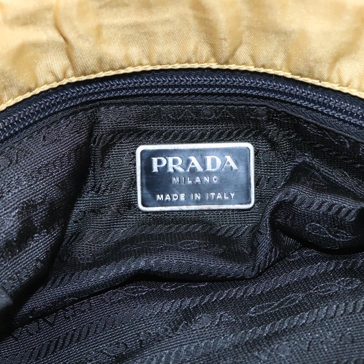 PRADA Tote Bag Nylon Yellow Silver Auth 100215