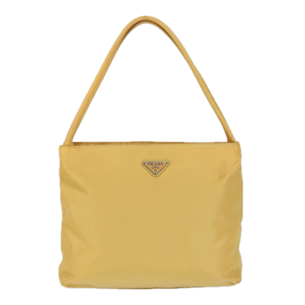 PRADA Tote Bag Nylon Yellow Silver Auth 100215