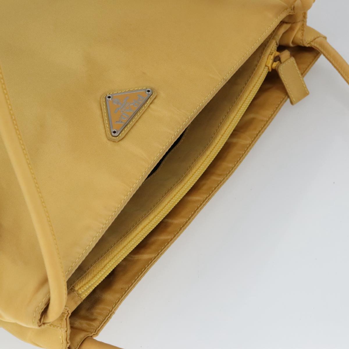 PRADA Tote Bag Nylon Yellow Silver Auth 100215