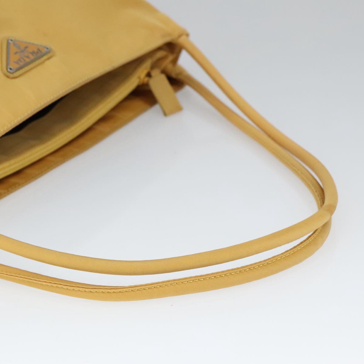 PRADA Tote Bag Nylon Yellow Silver Auth 100215