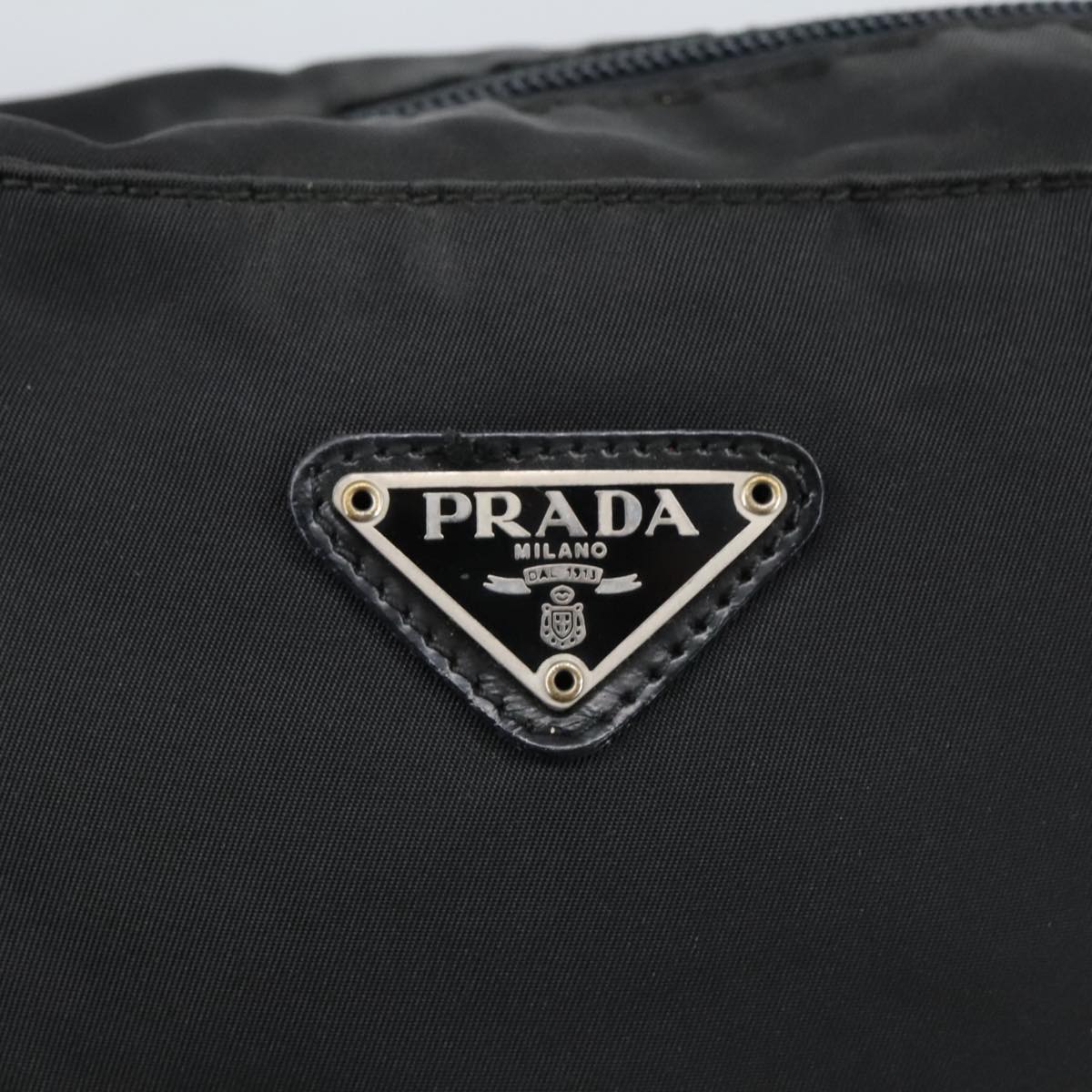 PRADA Shoulder Bag Nylon Black Silver Auth 100217