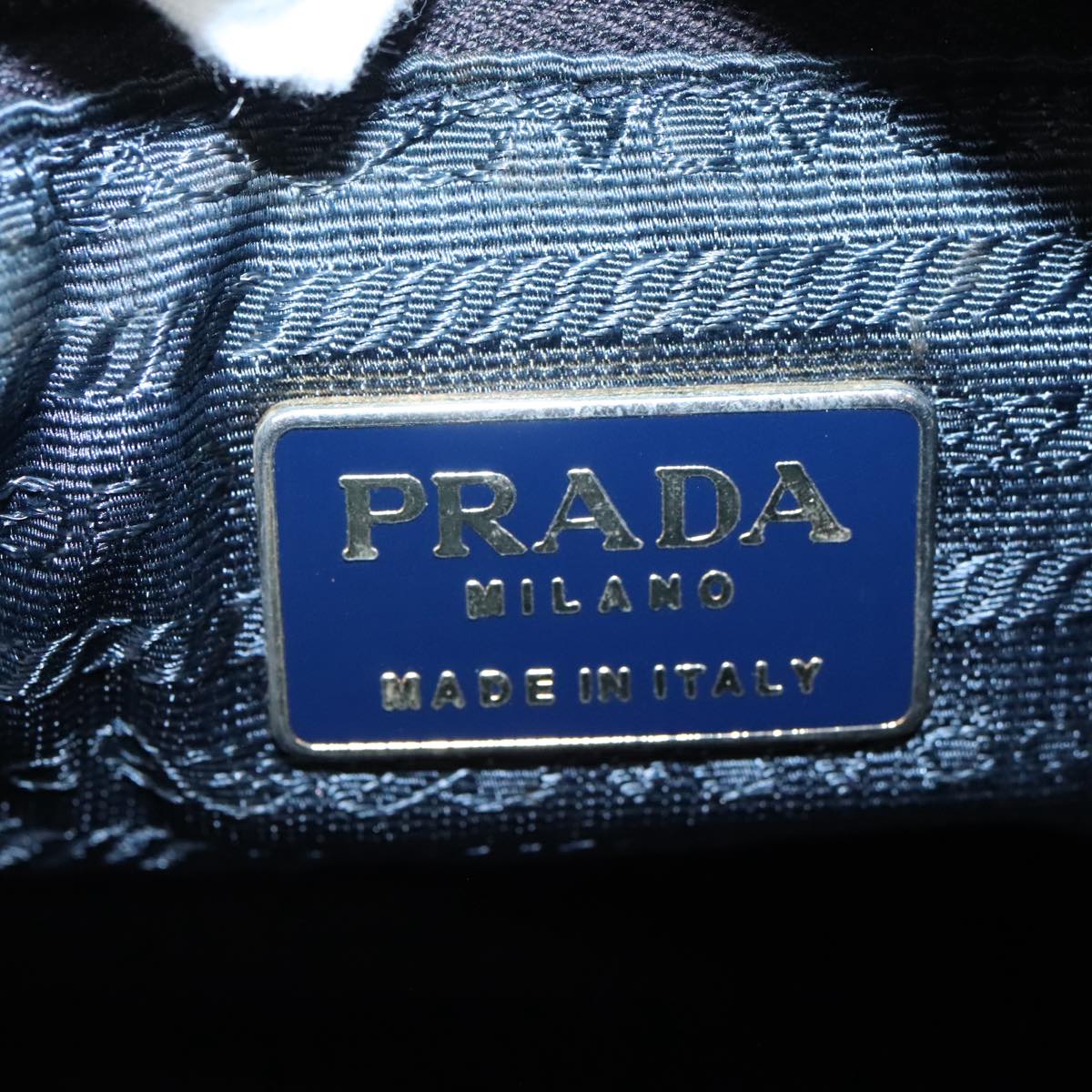 PRADA Hand Bag Nylon Navy Gold Auth 100228