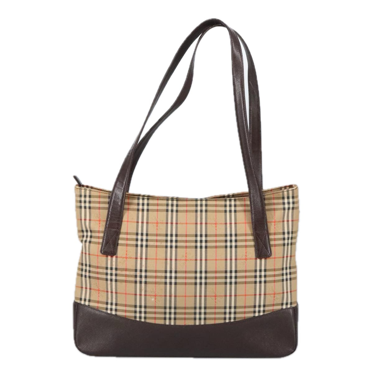 BURBERRY Nova Check Tote Bag Canvas Leather Beige Brown gold Auth 100239 - 0