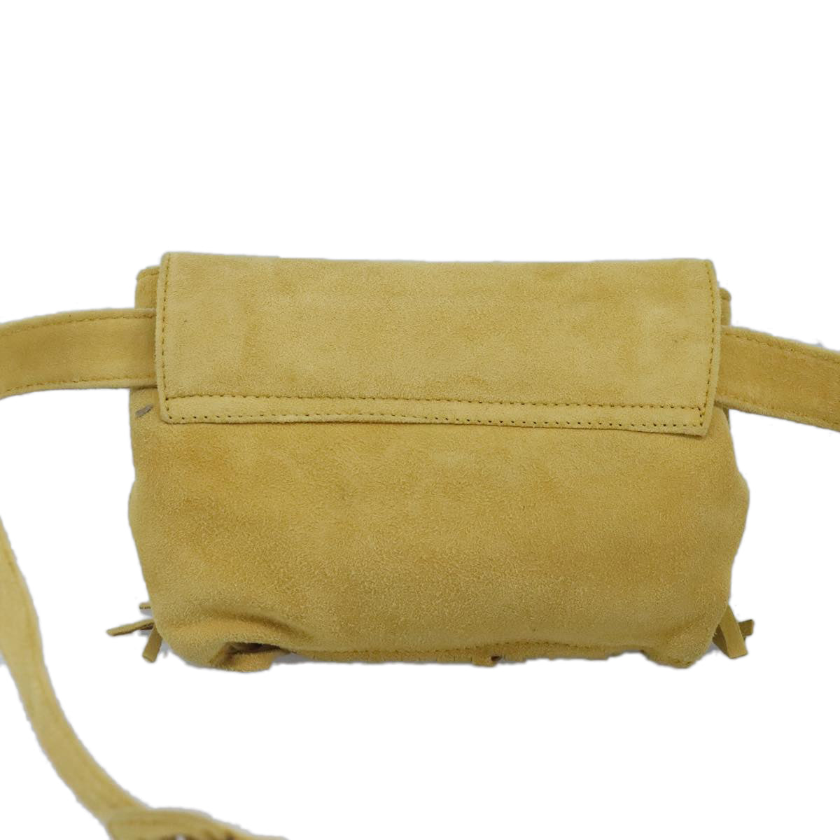 PRADA Waist Bag Suede Yellow Gold Auth 100247 - 0