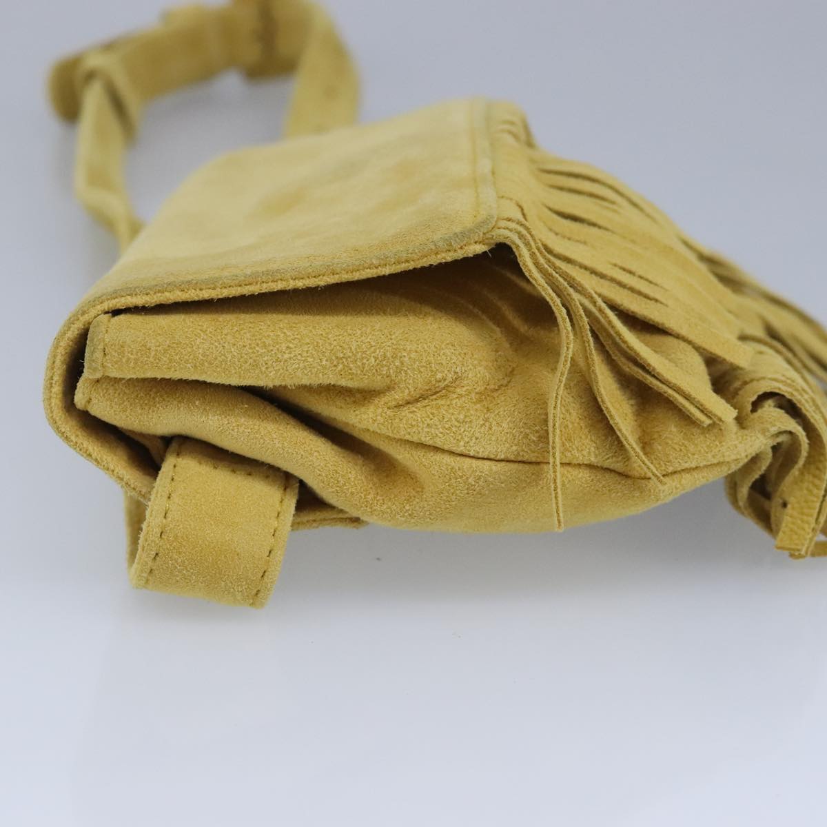 PRADA Waist Bag Suede Yellow Gold Auth 100247