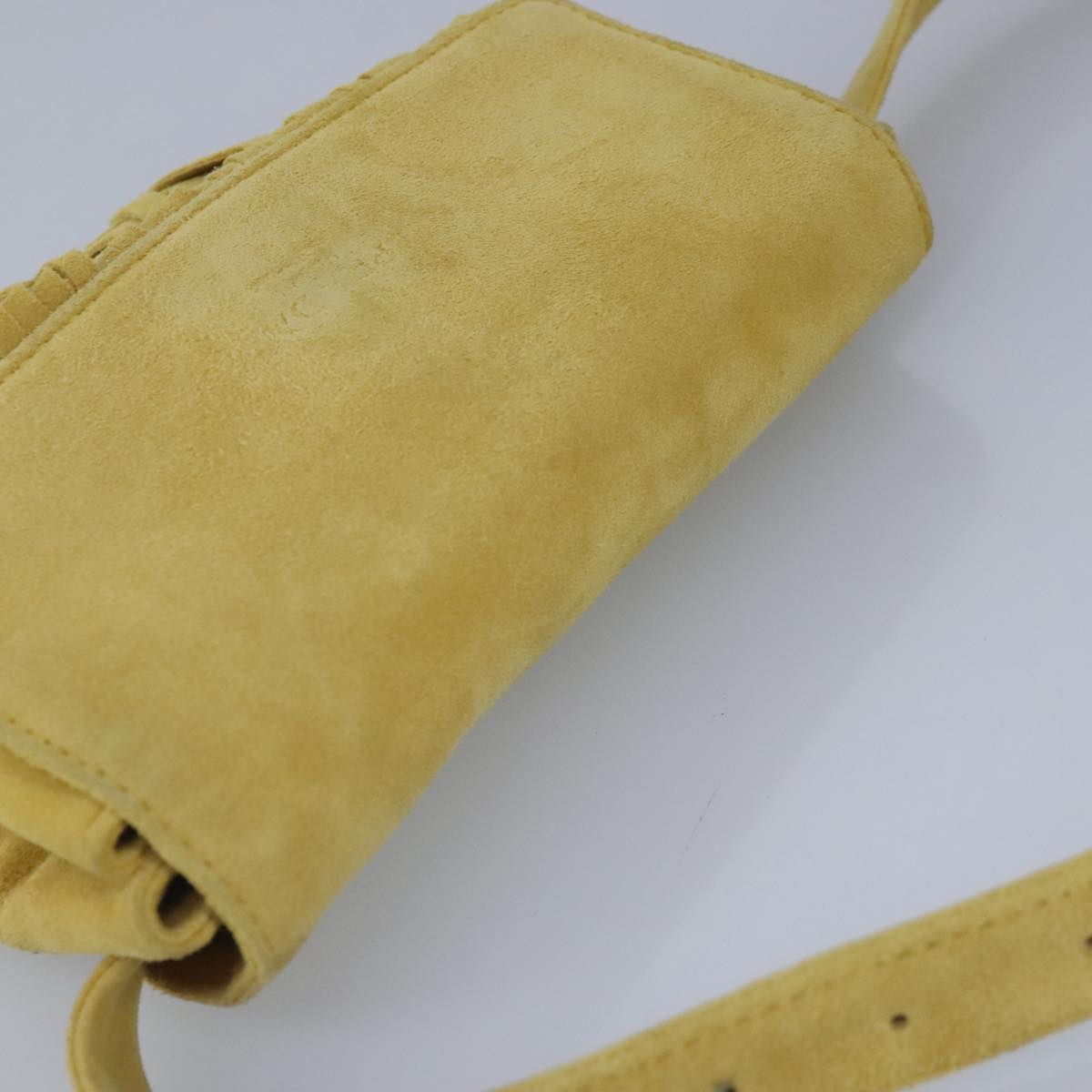 PRADA Waist Bag Suede Yellow Gold Auth 100247