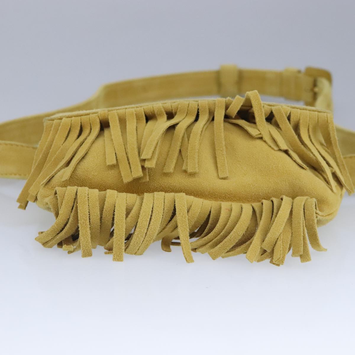 PRADA Waist Bag Suede Yellow Gold Auth 100247