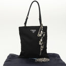 PRADA Chain Shoulder Bag Nylon Black Silver Auth 100262AV-12