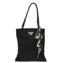 PRADA Chain Shoulder Bag Nylon Black Silver Auth 100262AV-13