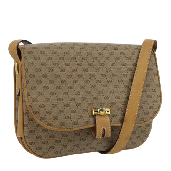 GUCCI Micro GG Supreme Shoulder Bag PVC Beige Gold 001 406 1780 Auth 100267