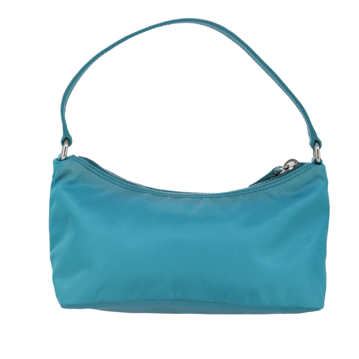 PRADA Accessory Pouch Nylon Turquoise Blue Silver Auth 100270 - 0