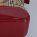 BURBERRY Nova Check Tote Bag Canvas Leather Beige Red Auth 100281-14