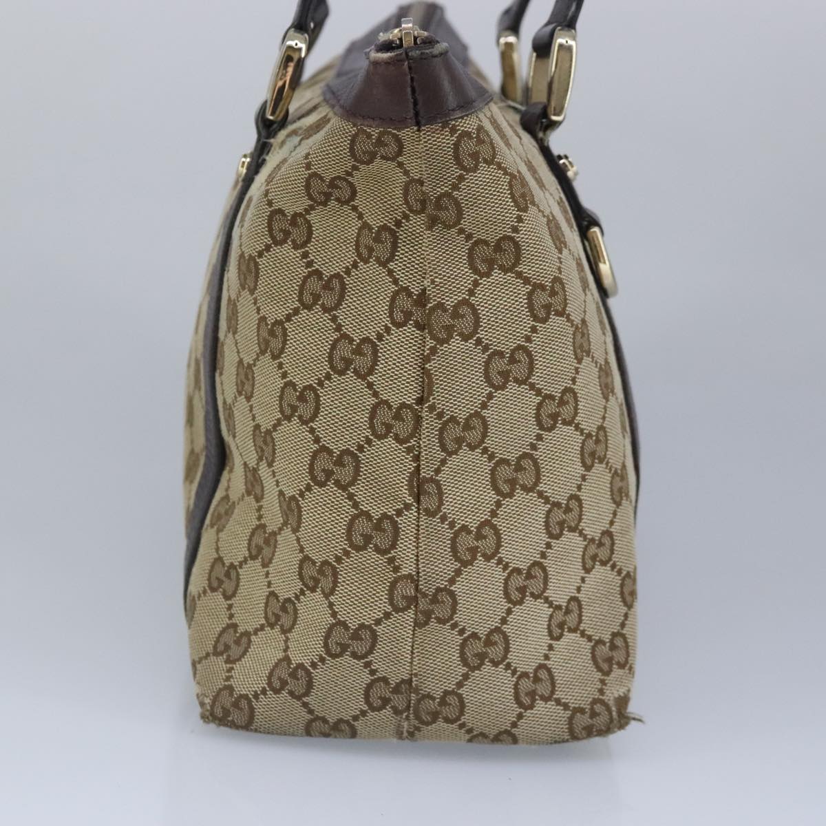 GUCCI GG Canvas Tote Bag Beige Gold 141470 Auth 100283