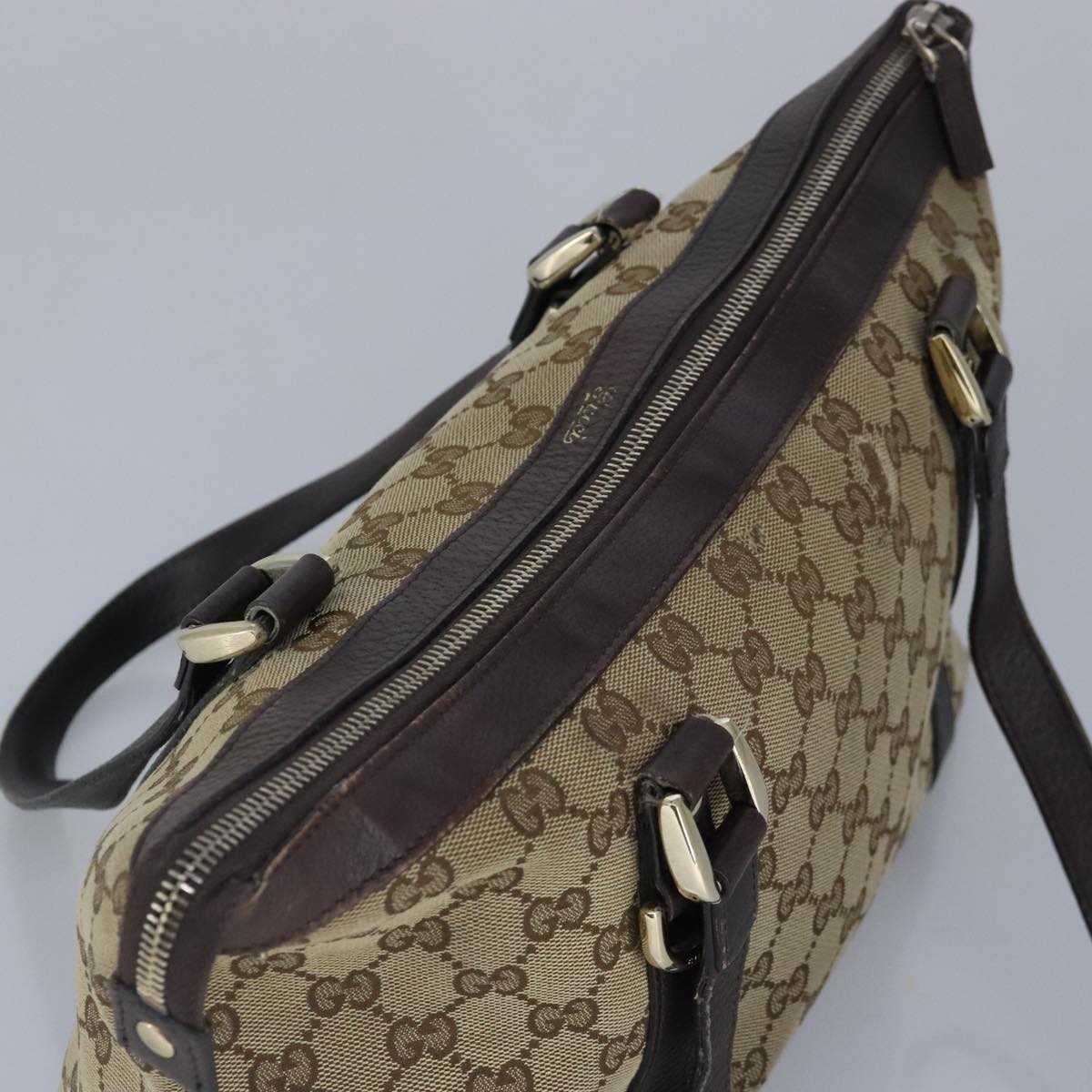 GUCCI GG Canvas Tote Bag Beige Gold 141470 Auth 100283