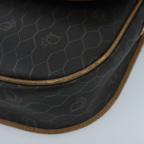 Christian Dior Honeycomb Canvas Shoulder Bag PVC Gold Black Auth 100296