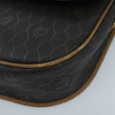 Christian Dior Honeycomb Canvas Shoulder Bag PVC Gold Black Auth 100296-9