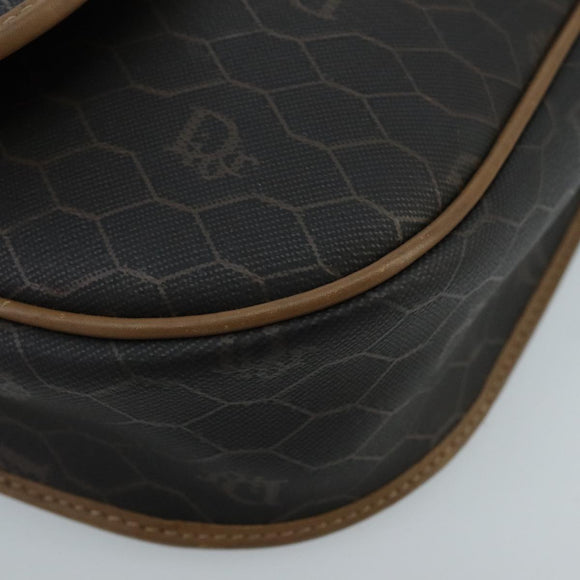 Christian Dior Honeycomb Canvas Shoulder Bag PVC Gold Black Auth 100296