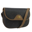 Christian Dior Honeycomb Canvas Shoulder Bag PVC Gold Black Auth 100296-1