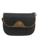 Christian Dior Honeycomb Canvas Shoulder Bag PVC Gold Black Auth 100296-13