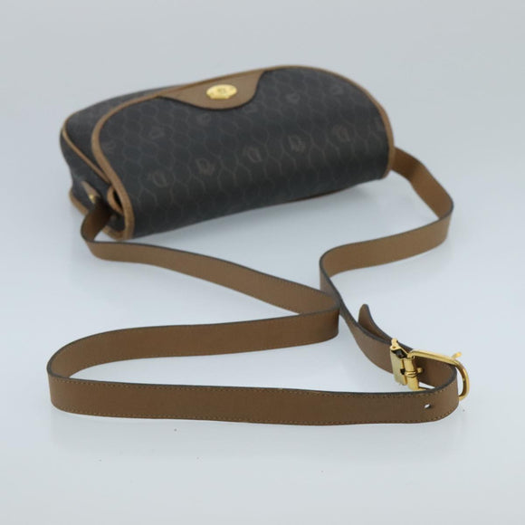 Christian Dior Honeycomb Canvas Shoulder Bag PVC Gold Black Auth 100296