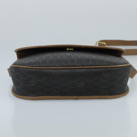Christian Dior Honeycomb Canvas Shoulder Bag PVC Gold Black Auth 100296