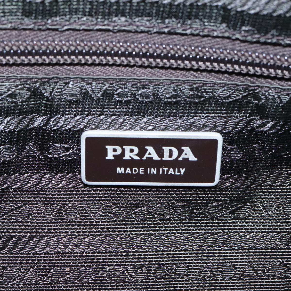 PRADA Shoulder Bag Nylon Khaki Silver Auth 100310