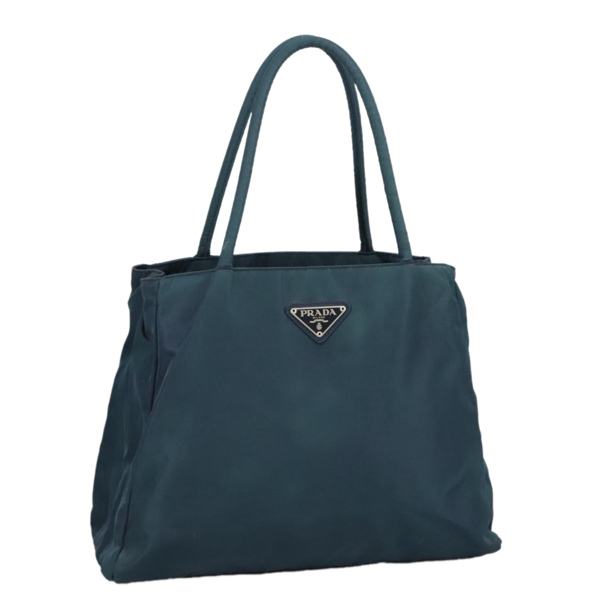 PRADA Tote Bag Nylon Blue Silver Auth 100311