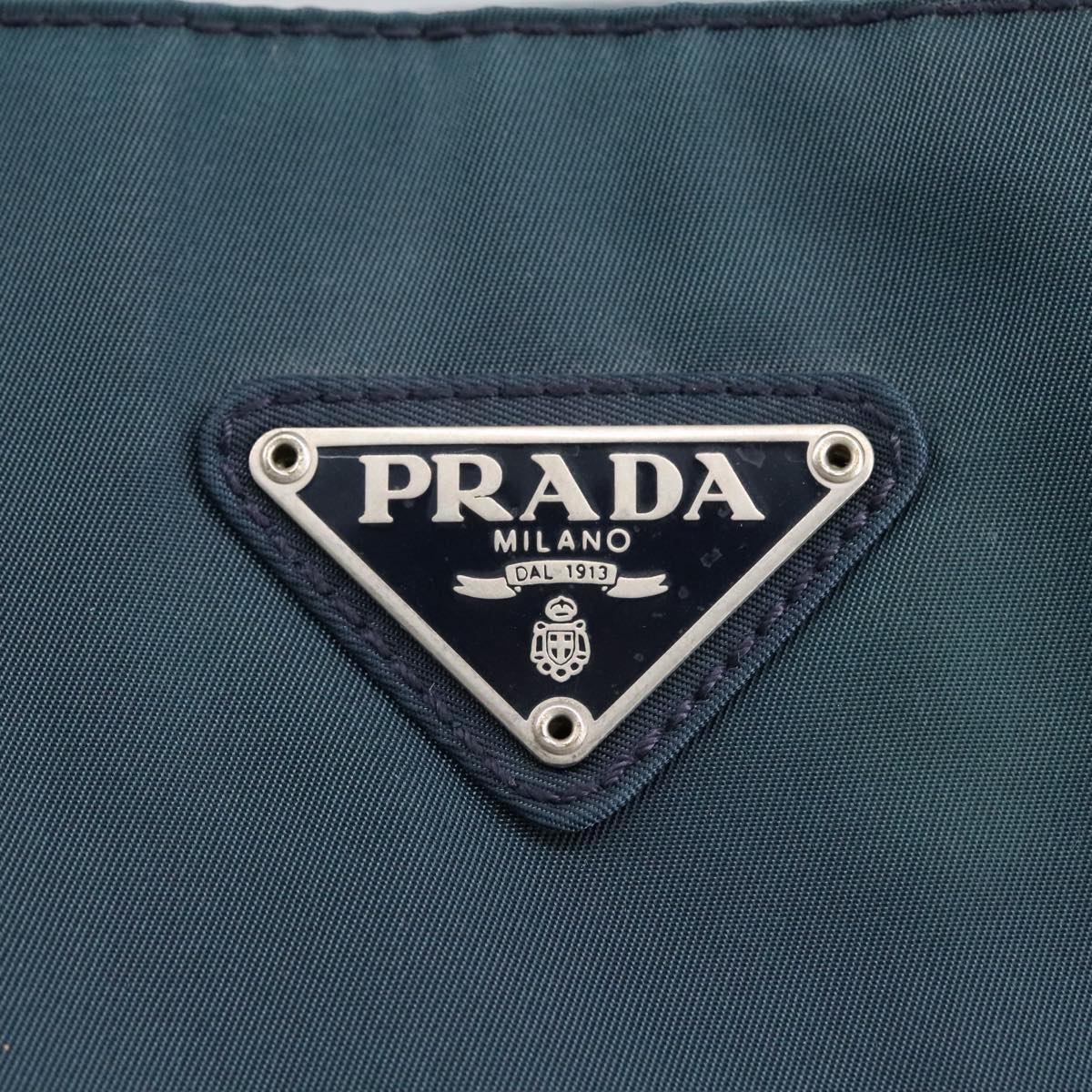 PRADA Tote Bag Nylon Blue Silver Auth 100311