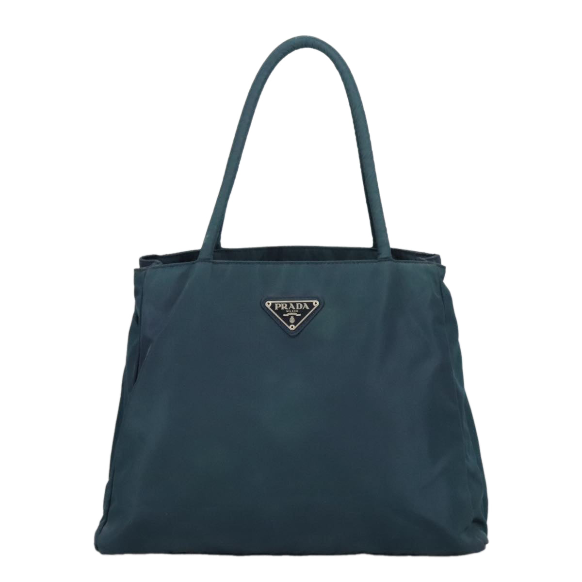 PRADA Tote Bag Nylon Blue Silver Auth 100311