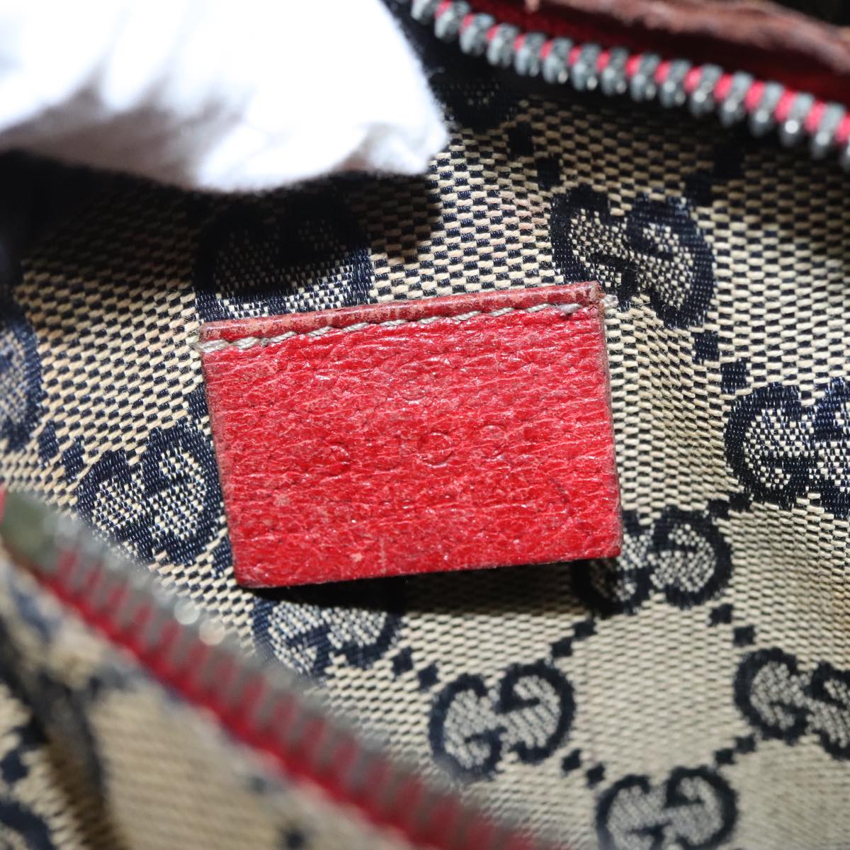 GUCCI GG Canvas Sherry Line Waist bag Red Navy Silver 28566 Auth 100313