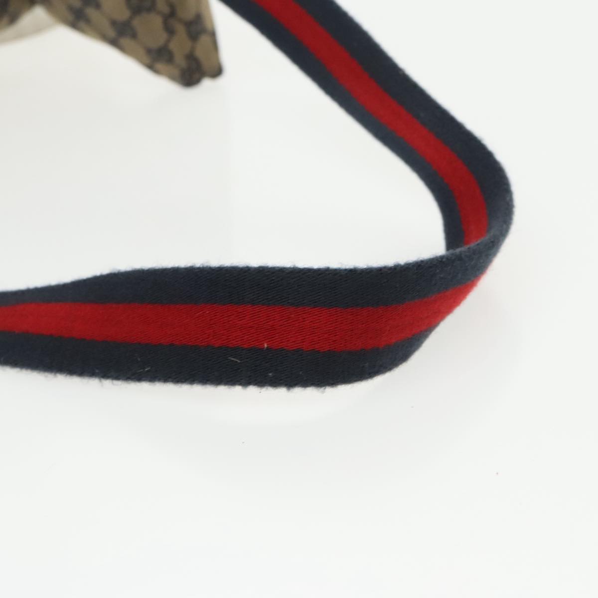 GUCCI GG Canvas Sherry Line Waist bag Red Navy Silver 28566 Auth 100313