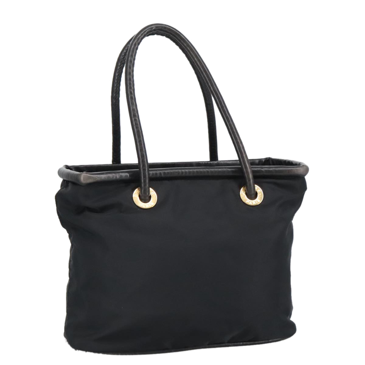 CELINE Tote Bag Nylon Black Gold Auth 100315